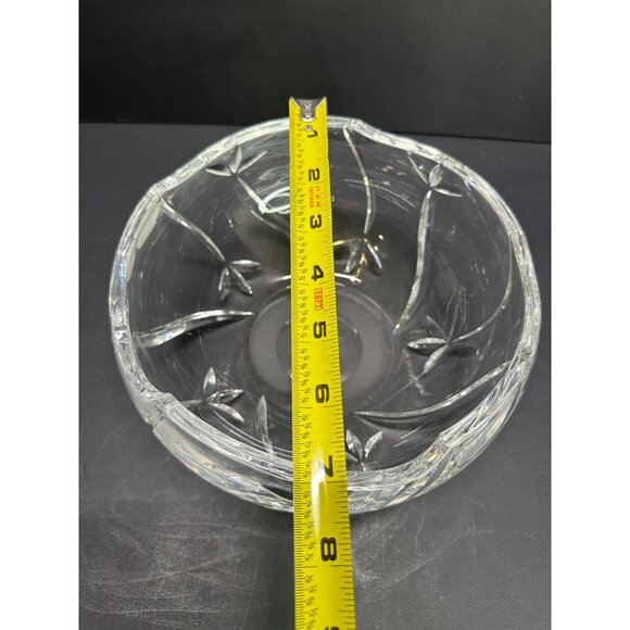 Vtg Clear Glass Bohemia Crystal Czech Cut To Clear 7" DIA Bowl Original Label - Picture 9 of 14